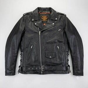 Milwaukee Leather Biker Jacket Men XL Tall Leather Police Style Motorcycle Rider